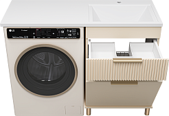 Brevita Тумба под раковину Enfida 60 под стиральную машину с б/к бежевая – фотография-8